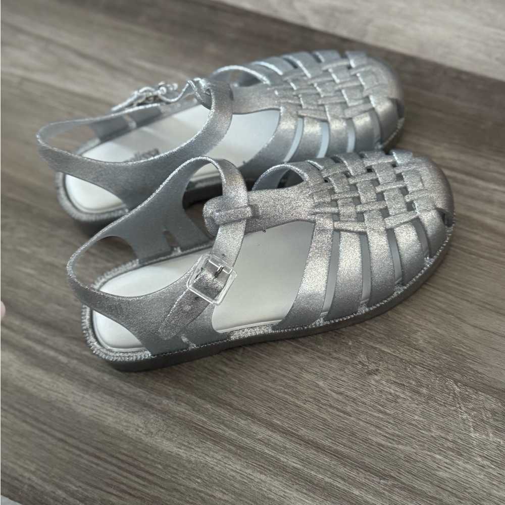 Mini Melissa Silver Jelly Sandals